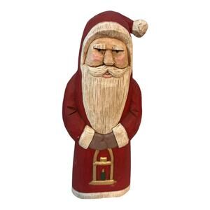 Vintage Hand-crafted Wooden Santa Claus Figurine 9" Tall